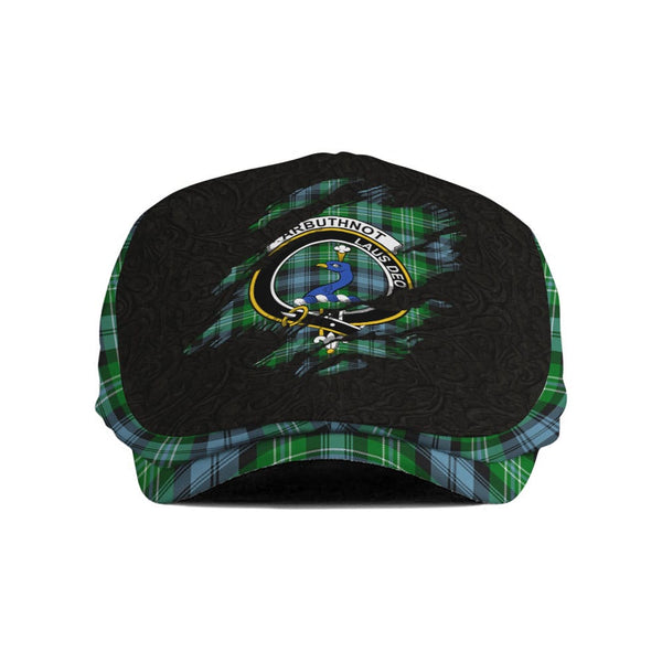 Scottish Arbuthnot Clan Crest Tartan Flat Cap - Scratch Style Tartan Plaid 1