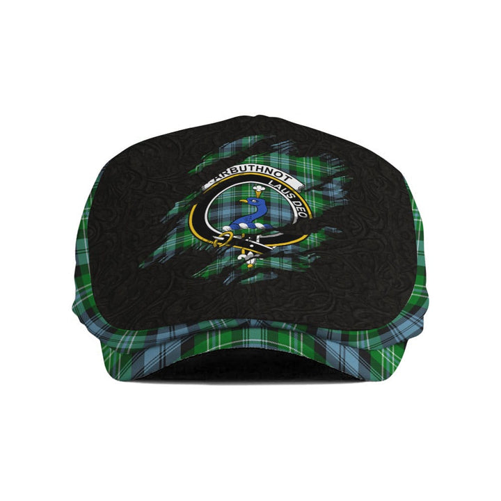 Scottish Arbuthnot Clan Crest Tartan Flat Cap - Scratch Style Tartan Plaid 1