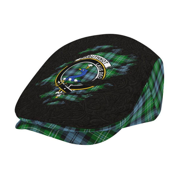 Scottish Arbuthnot Clan Crest Tartan Flat Cap - Scratch Style Tartan Plaid 2
