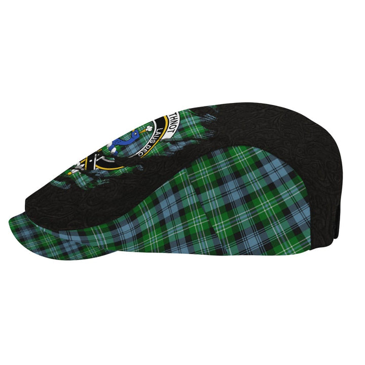 Scottish Arbuthnot Clan Crest Tartan Flat Cap - Scratch Style Tartan Plaid 3