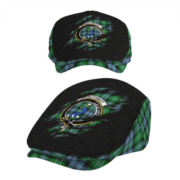 Scottish Arbuthnot Clan Crest Tartan Flat Cap - Scratch Style Tartan Plaid 5