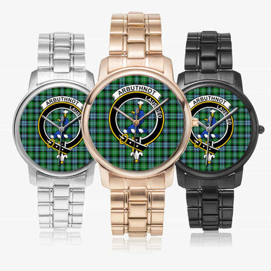 Scottish Arbuthnot Clan Crest Tartan Folding Clasp Steel Quartz Watches Tartan Plaid All