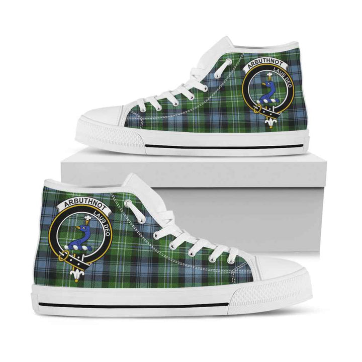 Scottish Arbuthnot Clan Crest Tartan High Top Shoes White Sole Tartan Plaid