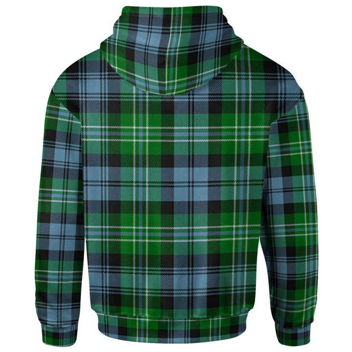 Scottish Arbuthnot Clan Crest Tartan Hoodie Back Side Tartan Plaid