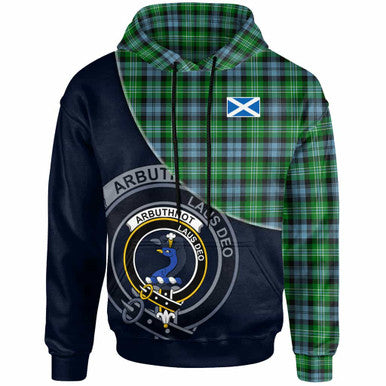 Scottish Arbuthnot Clan Crest Tartan Hoodie - Bend Style Front Side Tartan Plaid