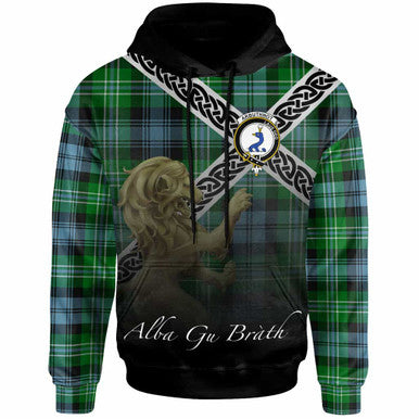 Scottish Arbuthnot Clan Crest Tartan Hoodie - Scotland Lion Front Side Tartan Plaid