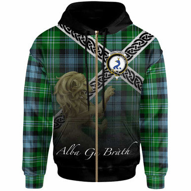 Scottish Arbuthnot Clan Crest Tartan Hoodie - Scotland Lion Zip-up Tartan Plaid