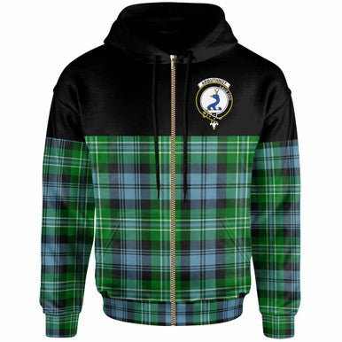 Scottish Arbuthnot Clan Crest Tartan Hoodie - Horizontal Style Zip-up Tartan Plaid