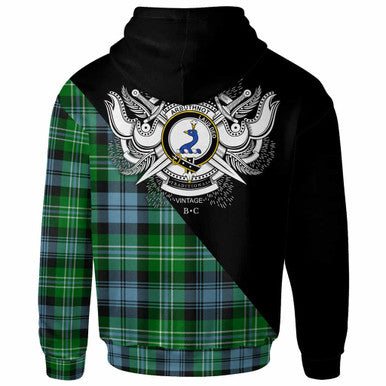 Scottish Arbuthnot Clan Crest Tartan Hoodie - Military Logo Back Side Tartan Plaid