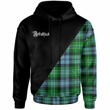 Scottish Arbuthnot Clan Crest Tartan Hoodie - Military Logo Front Side Tartan Plaid