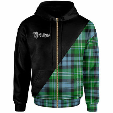 Scottish Arbuthnot Clan Crest Tartan Hoodie - Military Logo Zip-up Tartan Plaid