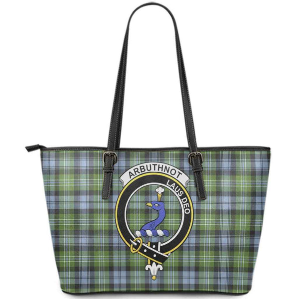 Scottish Arbuthnot Clan Crest Tartan Leather Tote Tartan Plaid
