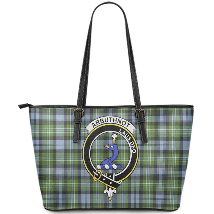 Scottish Arbuthnot Clan Crest Tartan Leather Tote Tartan Plaid