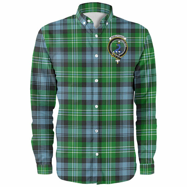 Scottish Arbuthnot Clan Crest Tartan Long Sleeve Shirt Front Side Tartan Plaid