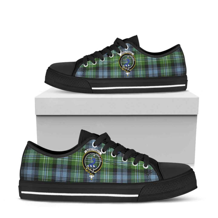 Scottish Arbuthnot Clan Crest Tartan Low Top Shoes Tartan Plaid Black