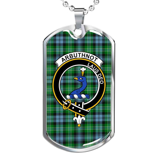 Scottish Arbuthnot Clan Crest Tartan Military Dog Tag Necklace Tartan Plaid 1