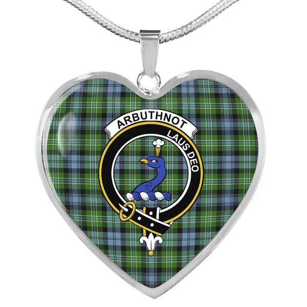 Scottish Arbuthnot Clan Crest Tartan Necklace Heart Tartan Plaid 1