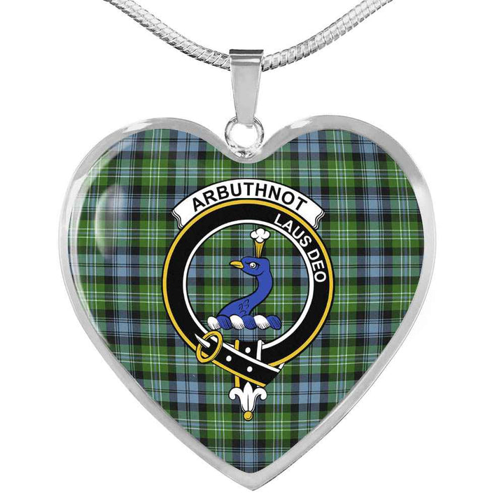 Scottish Arbuthnot Clan Crest Tartan Necklace Heart Tartan Plaid 1