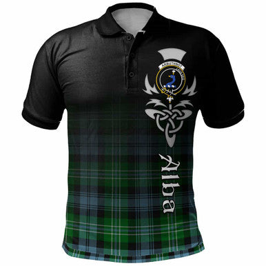 Scottish Arbuthnot Clan Crest Tartan Polo Shirt - Alba Gu Brath Family Crest Celtic Inspired Front Side Tartan Plaid