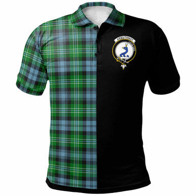 Scottish Arbuthnot Clan Crest Tartan Polo Shirt - Half in Me Front Side Tartan Plaid