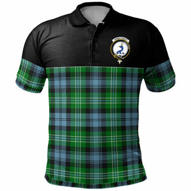 Scottish Arbuthnot Clan Crest Tartan Polo Shirt - Horizontal Style Front Side Tartan Plaid