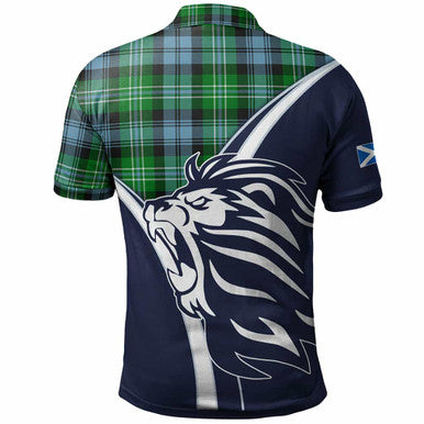Scottish Arbuthnot Clan Crest Tartan Polo Shirt - Scottish Flag With Lion Back Side Tartan Plaid