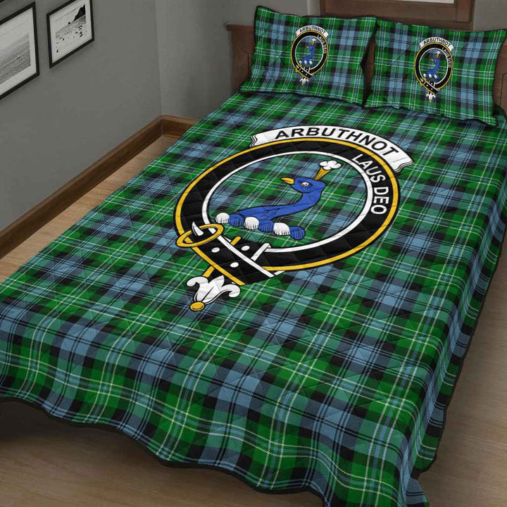Scottish Arbuthnot Clan Crest Tartan Quilt Bed Set Tartan Plaid 3