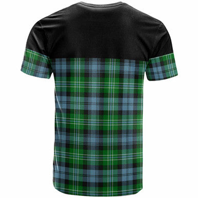 Scottish Arbuthnot Clan Crest Tartan T-Shirt - Horizontal Style Back Side Tartan Plaid
