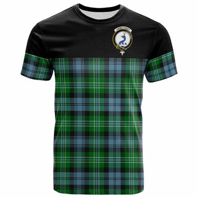 Scottish Arbuthnot Clan Crest Tartan T-Shirt - Horizontal Style Front Side Tartan Plaid