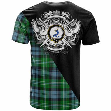 Scottish Arbuthnot Clan Crest Tartan T-Shirt - Military Logo Back Side Tartan Plaid