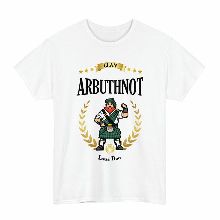Scottish Arbuthnot Clan Tartan T-Shirt - Motto Scotsman Tartan Plaid White Color