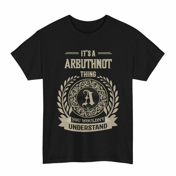 Scottish Arbuthnot Clan Tartan T-Shirt - Vintage Family Name Tartan Plaid Black Color