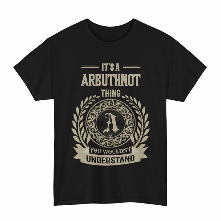 Scottish Arbuthnot Clan Tartan T-Shirt - Vintage Family Name Tartan Plaid Black Color