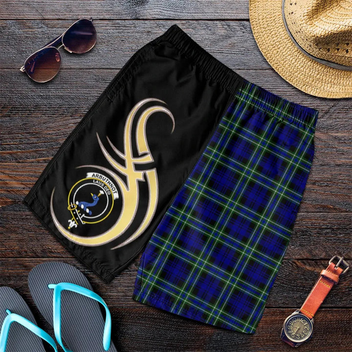 Scottish Arbuthnot Modern Clan Crest Tartan Believe in Me Men's Shorts