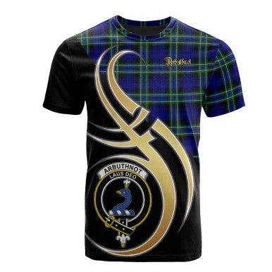 Scottish Arbuthnot Modern Clan Crest Tartan T-Shirt Believe in Me Front Side Tartan Plaid