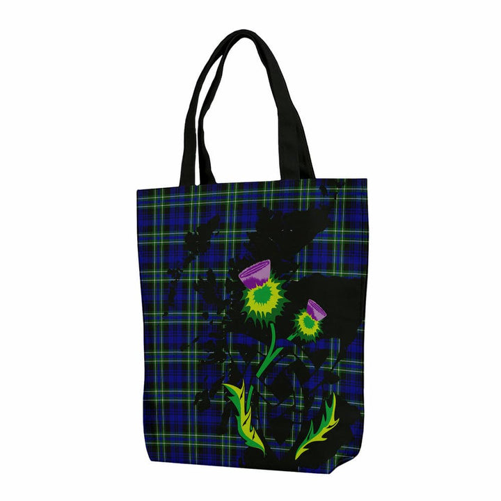 Scottish Arbuthnot Modern Clan Tartan Canvas Bag With Shoulder Strap With Thistle Tartan Plaid 1