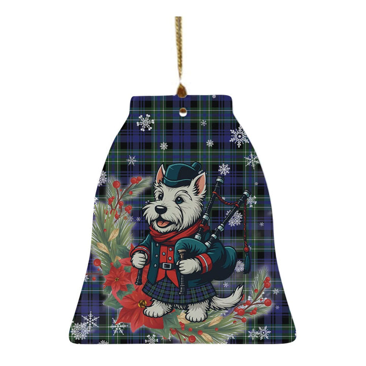 Scottish Arbuthnot Modern Clan Tartan Ceramic Ornament Cute Scottish Terrier Dog Bell Style Tartan Plaid