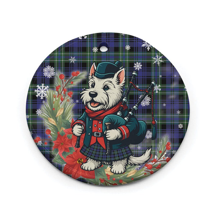 Scottish Arbuthnot Modern Clan Tartan Ceramic Ornament Cute Scottish Terrier Dog Circle Style Tartan Plaid