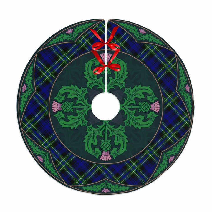 Scottish Arbuthnot Modern Clan Tartan Christmas Tree Skirt Old Scottish Thistle Flower No Tassels Tartan Plaid 1