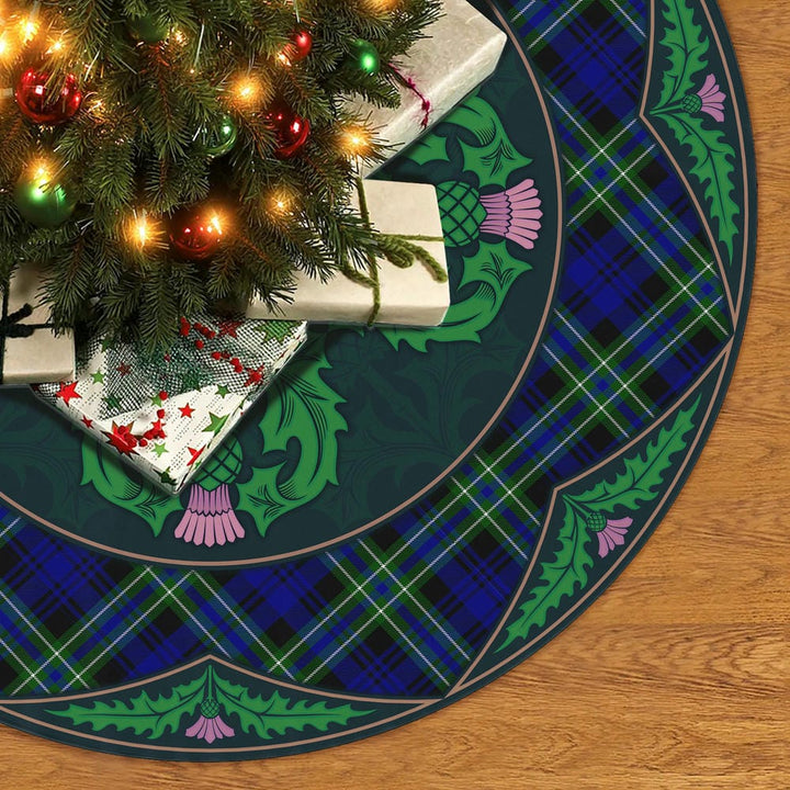 Scottish Arbuthnot Modern Clan Tartan Christmas Tree Skirt Old Scottish Thistle Flower No Tassels Tartan Plaid 2