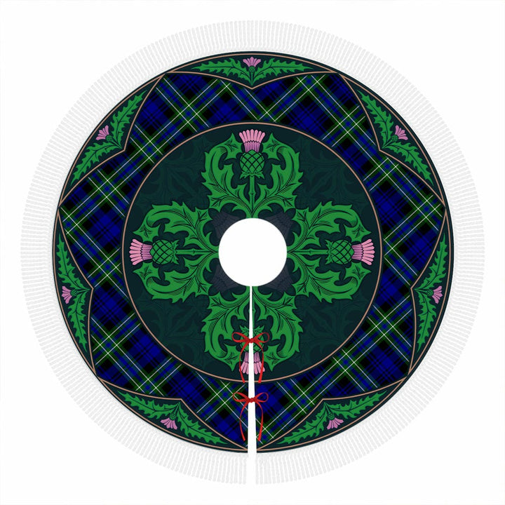 Scottish Arbuthnot Modern Clan Tartan Christmas Tree Skirt Old Scottish Thistle Flower Tassels Tartan Plaid 1