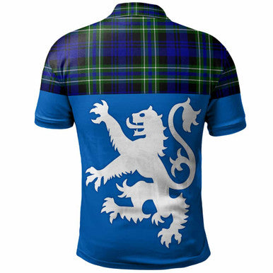 Scottish Arbuthnot Modern Clan Tartan Polo Shirt - Lion Rampant of Scotland With Flag Back Side Tartan Plaid