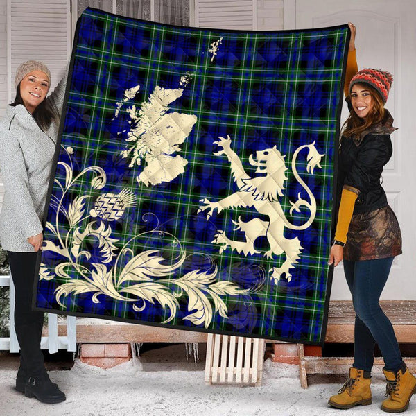 Scottish Arbuthnot Modern Clan Tartan Quilt Rampant Lion with Thistle Tartan Plaid 2