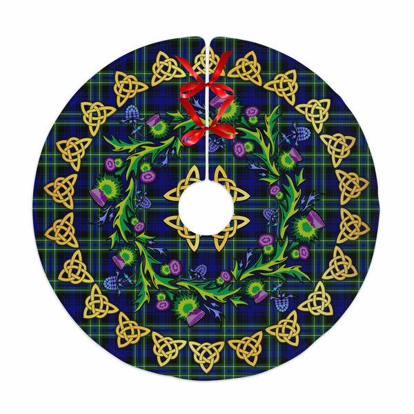 Scottish Arbuthnot Modern Clan Tartan Thistle Celtic Knot Christmas Tree Skirt No Tassels Tartan Plaid 1