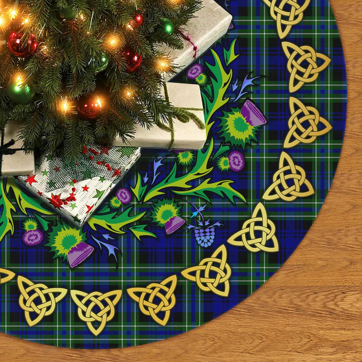 Scottish Arbuthnot Modern Clan Tartan Thistle Celtic Knot Christmas Tree Skirt No Tassels Tartan Plaid 2