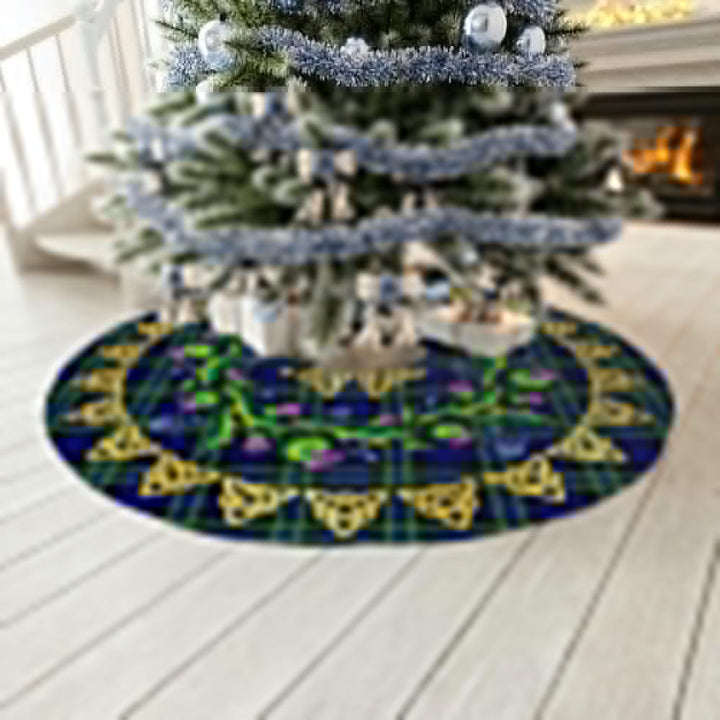 Scottish Arbuthnot Modern Clan Tartan Thistle Celtic Knot Christmas Tree Skirt No Tassels Tartan Plaid 3