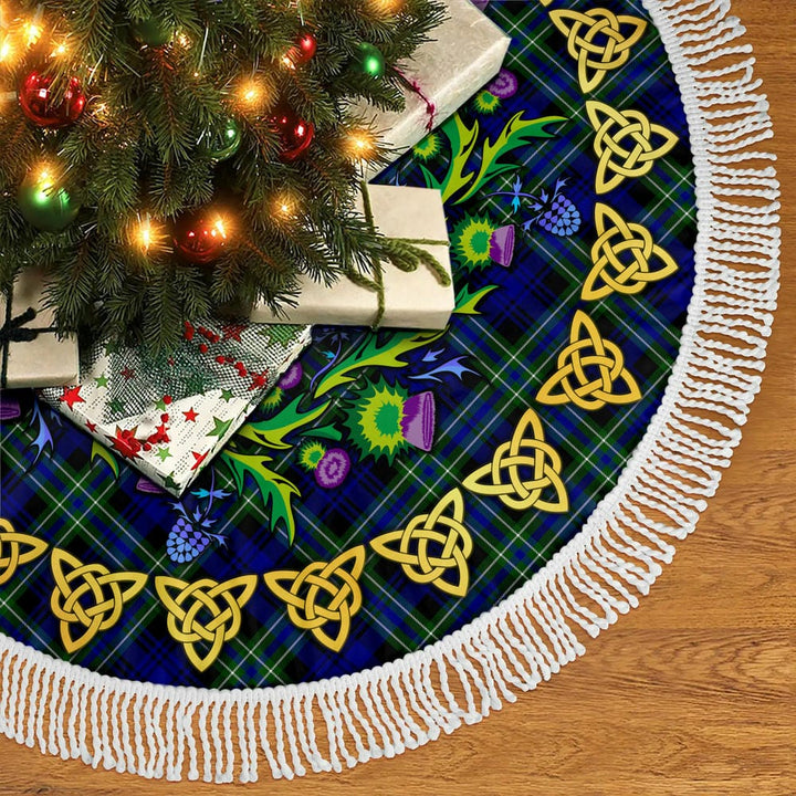 Scottish Arbuthnot Modern Clan Tartan Thistle Celtic Knot Christmas Tree Skirt Tassels Tartan Plaid 2