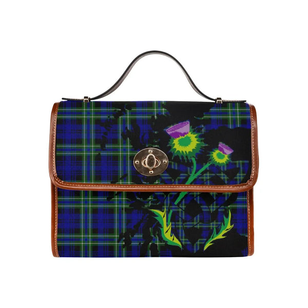 Scottish Arbuthnot Modern Clan Tartan Waterproof Canvas Bag With Thistle Tartan Plaid 2