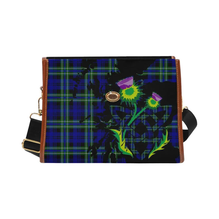 Scottish Arbuthnot Modern Clan Tartan Waterproof Canvas Bag With Thistle Tartan Plaid 1