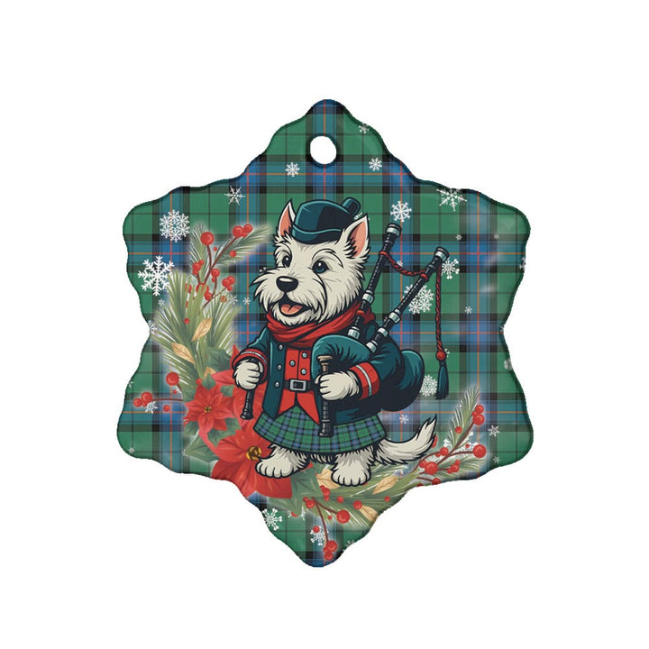 Scottish Armstrong Ancient Clan Tartan Ceramic Ornament Cute Scottish Terrier Dog Snow Flake Style Tartan Plaid